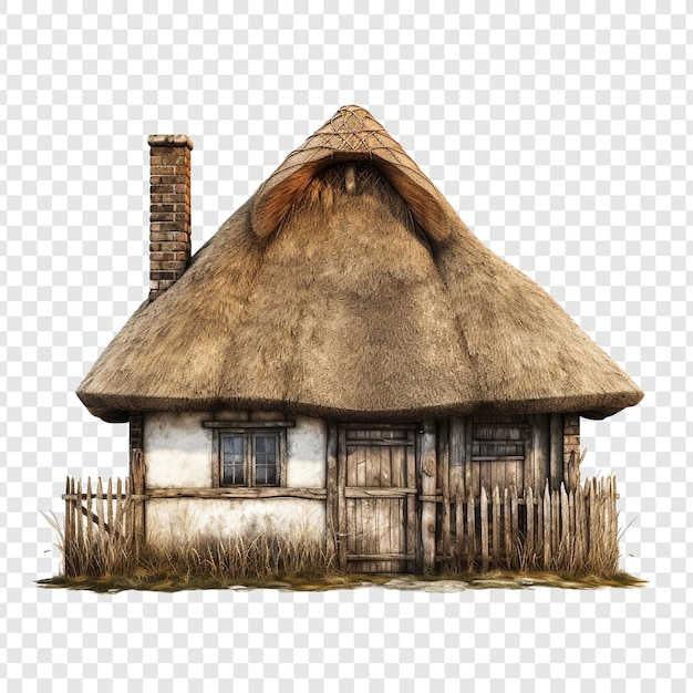 Free PSD thatched roof house isolated on transparent background