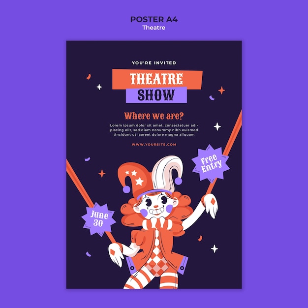 Free PSD theater show poster template