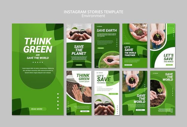 Free PSD think green instagram stories template