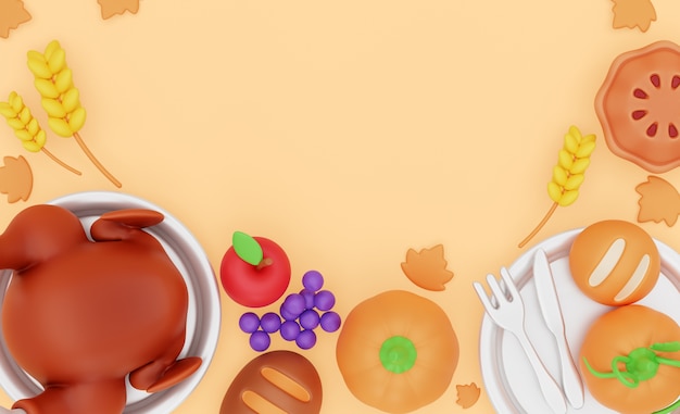 Free PSD three-dimensional thanksgiving composition mock-up