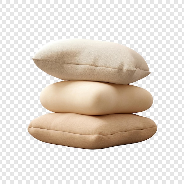 Free PSD three pillows isolated on transparent background