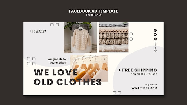 Free PSD thrift store concept facebook template