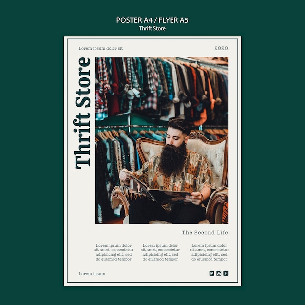 Free PSD thrift store poster template