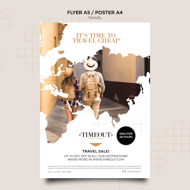 Free PSD time to travel cheap poster template