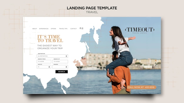 Free PSD time to travel landing page template