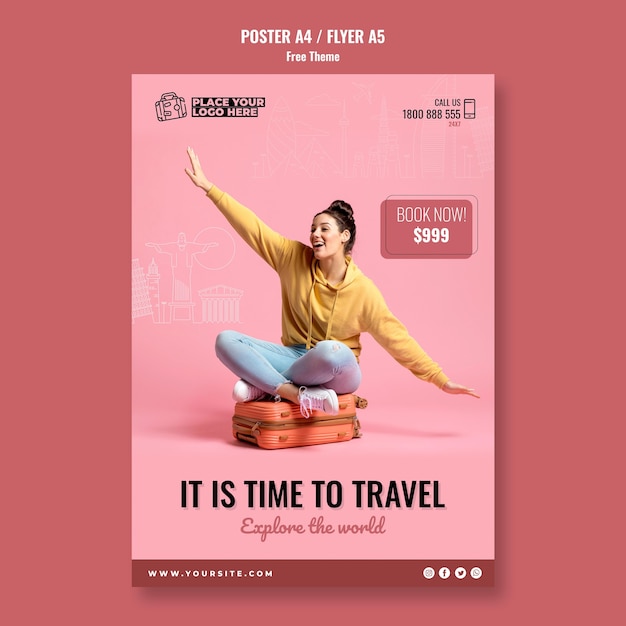 Free PSD time to travel poster template