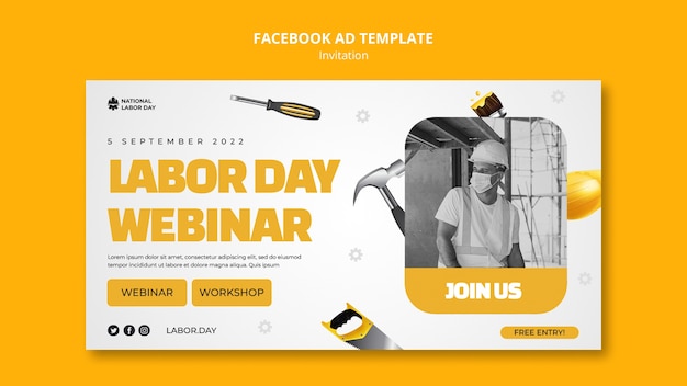 Free PSD tools shapes labor day us facebook template