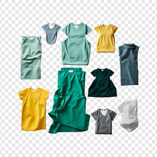 Free PSD top down view of medical clothing isolated on transparent background