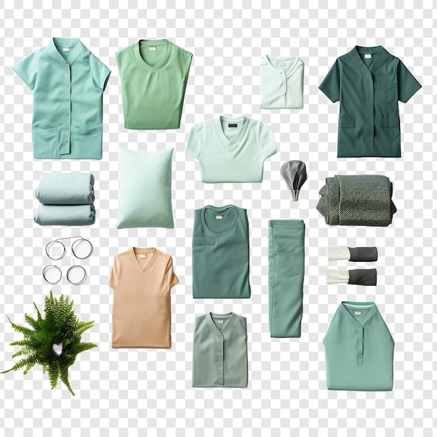 Free PSD top down view of medical clothing isolated on transparent background