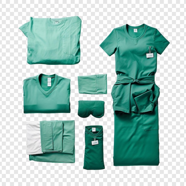 Free PSD top down view of medical clothing isolated on transparent background