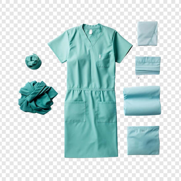 Top down view of medical clothing isolated on transparent background