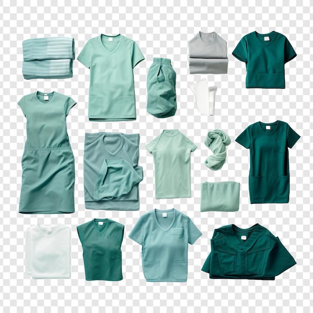 Free PSD top down view of medical clothing isolated on transparent background