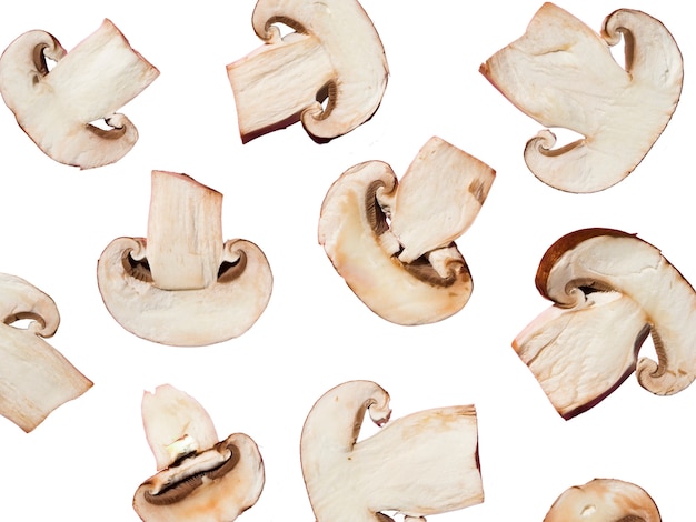 Free PSD top view on delicious mushroom slices