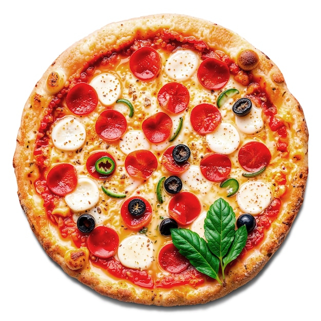 Free PSD top view on delicious pizza