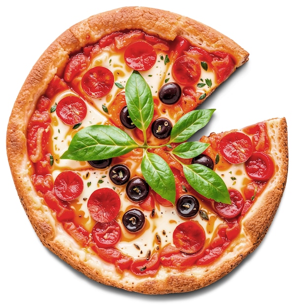 Free PSD top view on delicious pizza