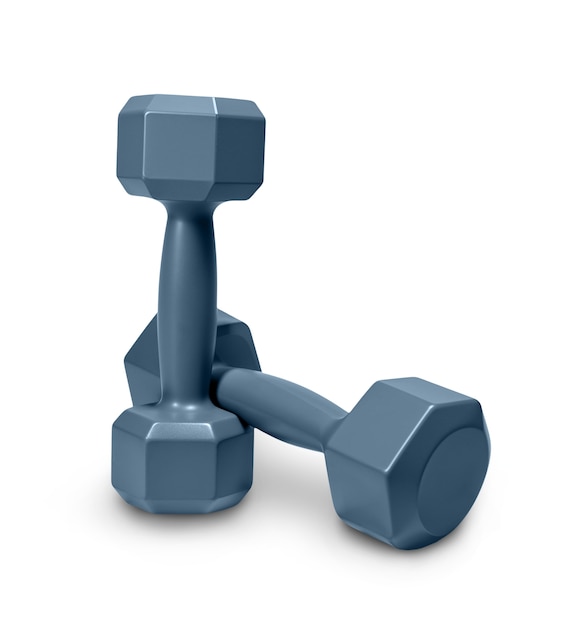 Free PSD top view over dumbbells isolated