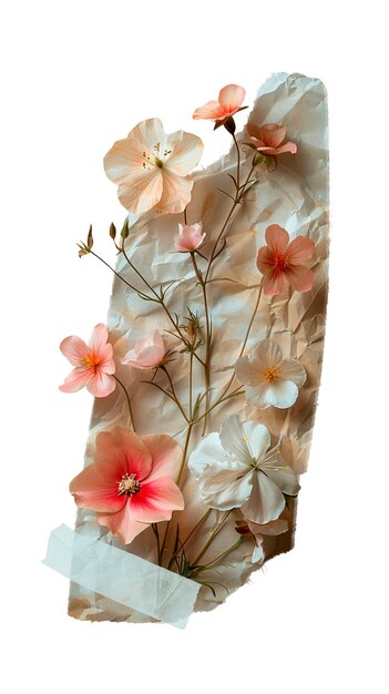 Torn paper with flowers isolated