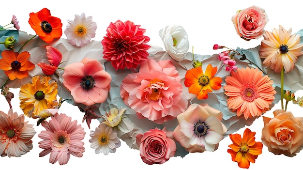 Free PSD torn paper with flowers isolated