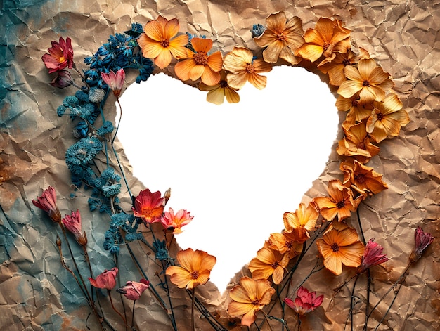 Torn paper with flowers isolated