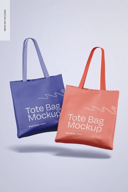 Tote bags mockup falling