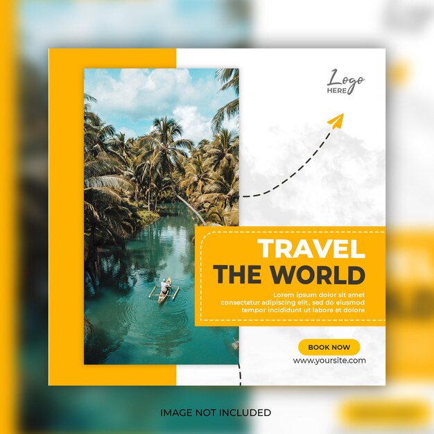 Tour and travel instagram post or social media post web banner template