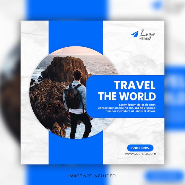 Free PSD tour and travel instagram post or social media post web banner template