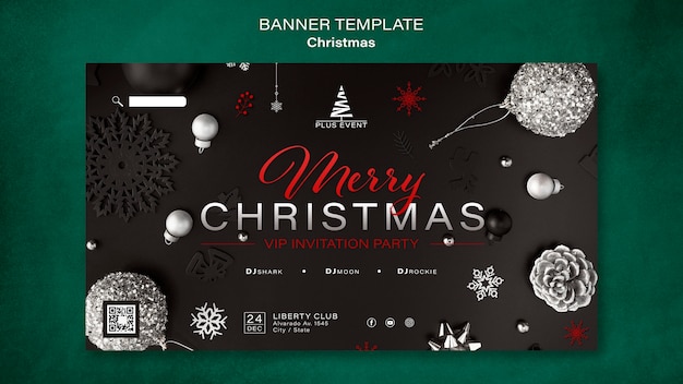 Free PSD traditional christmas horizontal banner template