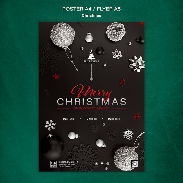 Free PSD traditional christmas vertical print template