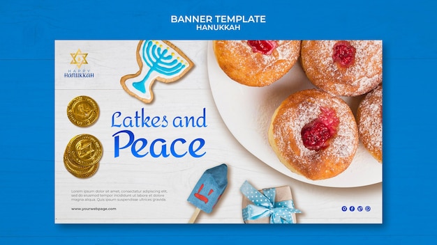 Free PSD traditional hanukkah horizontal banner template