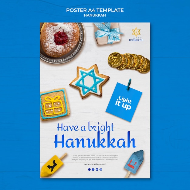 Free PSD traditional hanukkah vertical print template