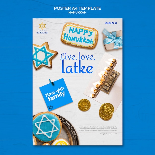 Free PSD traditional hanukkah vertical print template