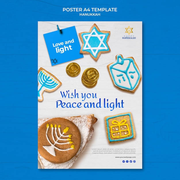 Free PSD traditional hanukkah vertical print template