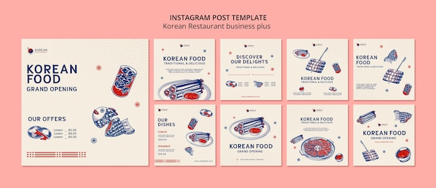 Free PSD traditional korean restaurant instagram posts collection