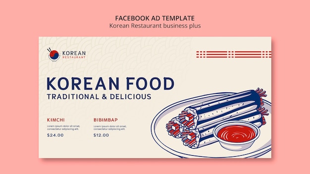 Free PSD traditional korean restaurant social media promo template