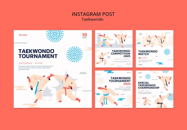 Free PSD traditional tawkwondo martial arts instagram posts collection