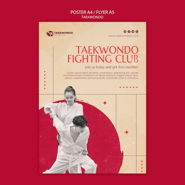 Free PSD traditional tawkwondo martial arts vertical poster template