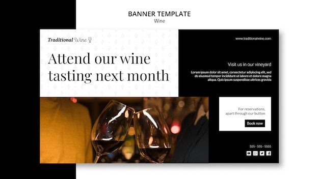 Free PSD traditional wine banner template style