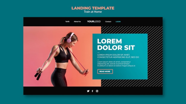 Free PSD train at home concept landing page template