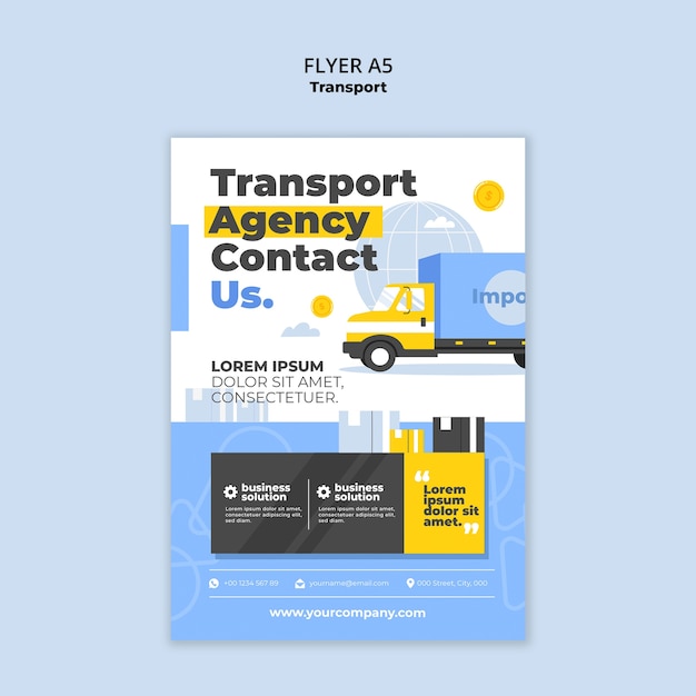 Free PSD transport flyer template design