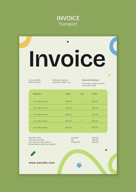 Free PSD transport invoice template design