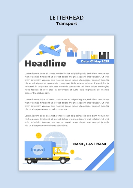 Free PSD transport letterhead template design