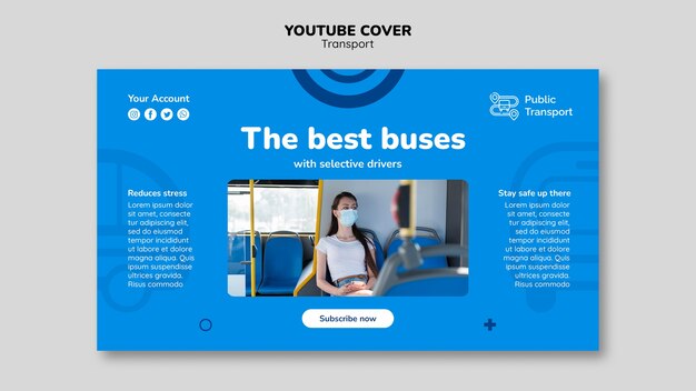 Free PSD transport service youtube cover template