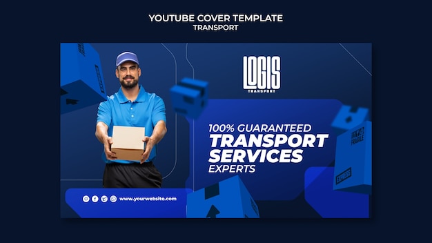 Free PSD transport service youtube cover template