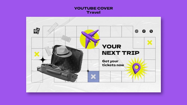 Free PSD travel adventure youtube cover template