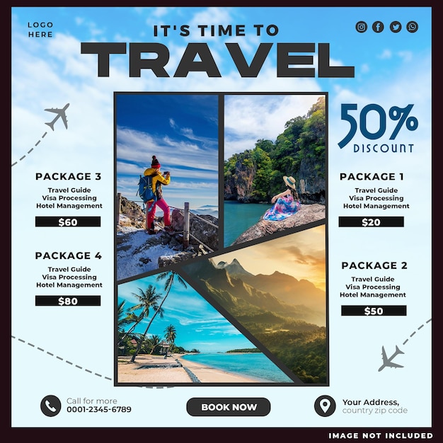 Free PSD travel agency social media post template