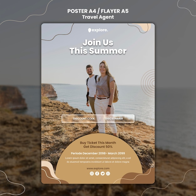 Free PSD travel agent concept poster template