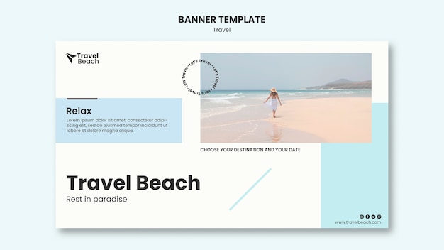 Free PSD travel beach fun banner template