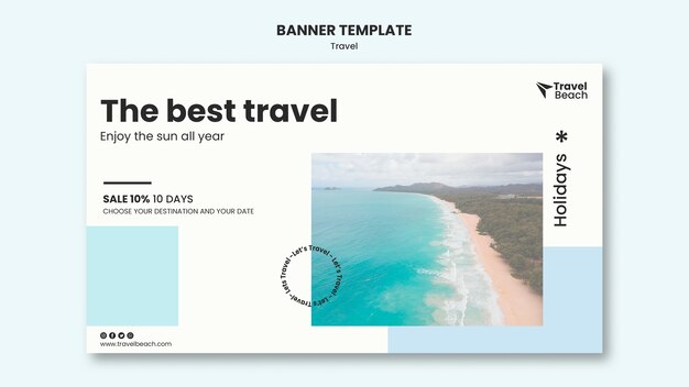 Travel beach sale banner template