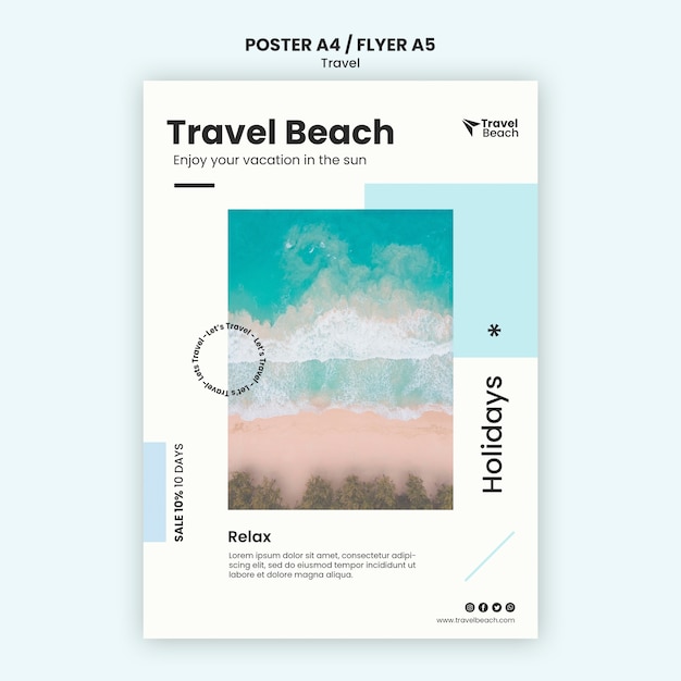 Travel beach sale flyer template