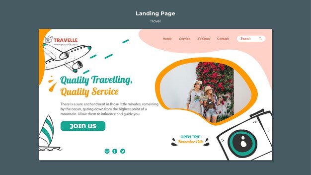 Travel design template of landing page